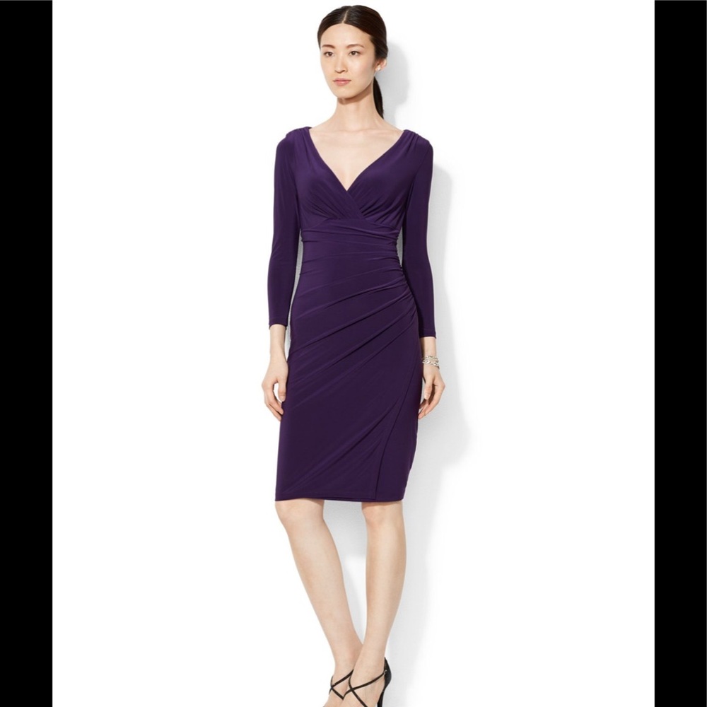 Ralph Lauren 3/4 sleeve faux wrap sheath dress
